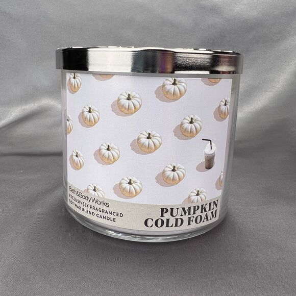 Lot x2 BBW Limited Edition Pumpkin Cold Foam + Glazed Croissant 3-Wick Candles - Picture 9 of 14
